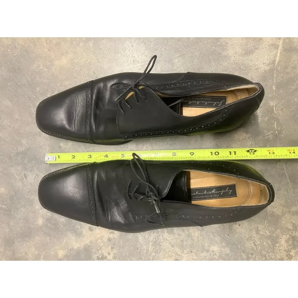 Johnston & Murphy Black 10M, Made in Italy, Oxfords, Dress Shoes,‎ Mens, Cap Toe